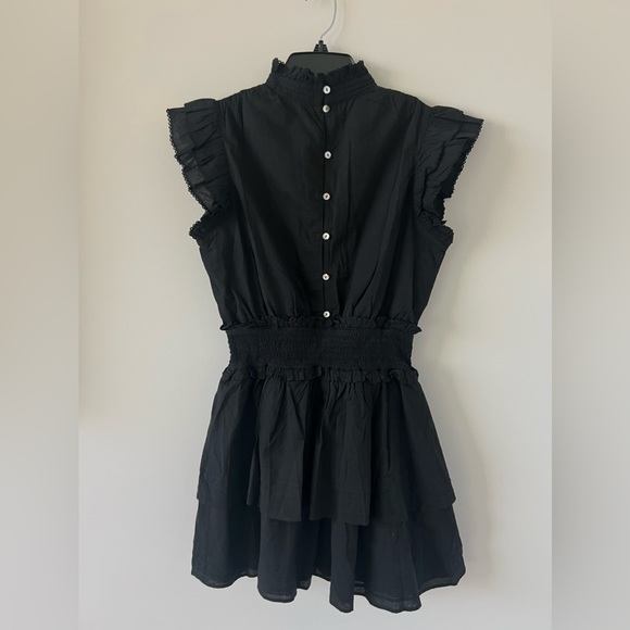 Cleobella Venita Mini Dress Black, black mini dress, smocked, ruffle hem, tiered - Picture 4 of 11